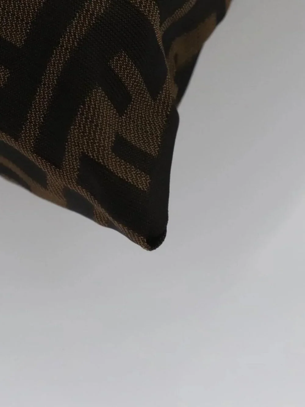 FENDI Zucca Canvas Drawstring Bag Brown Black Auth 101941
